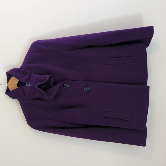 Old Navy Jackets & Blazers - Old Navy Wool Blend Full Lined Regency Ruffle Collar Purple Short Swing Coat
